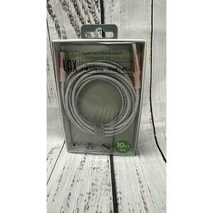 Apple Certified Braided Lightning USB Cable 10FT‎ Silver & Pink